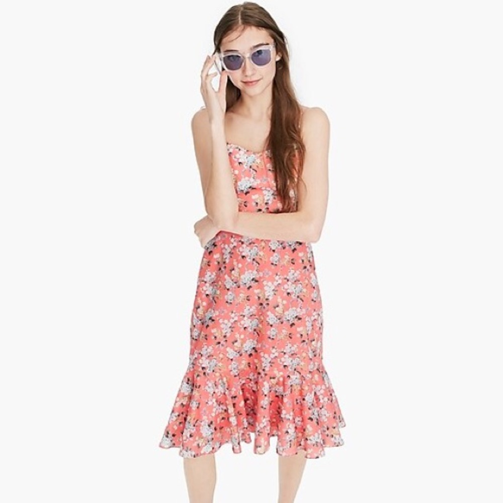 J. Crew Pink Floral Midi Dress 🆕